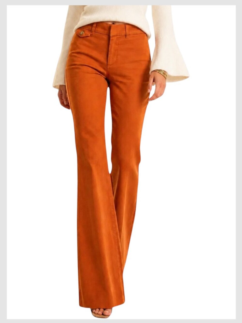 Joe Fresh Flare Jeans Mid Rise Orange XS 2